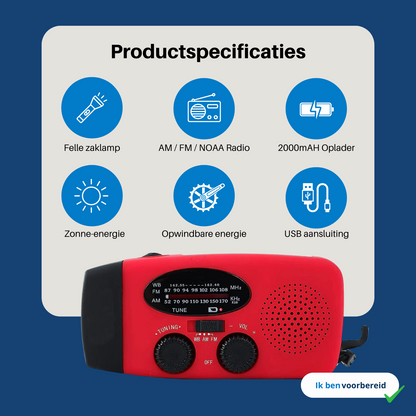 Noodradio met zaklamp en powerbank (2025 model)
